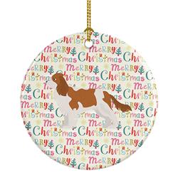 2.8 x 2.8 in. Unisex Blenheim Cavalier Spaniel Merry Christmas Ceramic Ornament