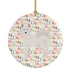 2.8 x 2.8 in. Unisex Danish Spitz Merry Christmas Ceramic Ornament