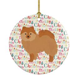 2.8 x 2.8 in. Unisex German Spitz No.2 Merry Christmas Ceramic Ornament