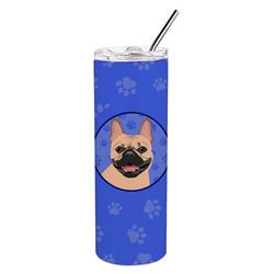 Picture of Carolines Treasures WDK1093TBL20 8.25 x 3 in. Unisex French Bulldog Fawn No.2 Stainless Steel 20 oz Skinny Tumbler, Blue