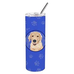 Picture of Carolines Treasures WDK1103TBL20 8.25 x 3 in. Unisex Golden Retriever Fawn No.2 Stainless Steel 20 oz Skinny Tumbler, Blue