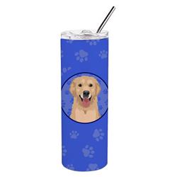 Picture of Carolines Treasures WDK1104TBL20 8.25 x 3 in. Unisex Golden Retriever Fawn No.3 Stainless Steel 20 oz Skinny Tumbler, Blue