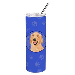 Picture of Carolines Treasures WDK1105TBL20 8.25 x 3 in. Unisex Golden Retriever Gold No.1 Stainless Steel 20 oz Skinny Tumbler, Blue
