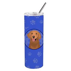 Picture of Carolines Treasures WDK1106TBL20 8.25 x 3 in. Unisex Golden Retriever Red No.1 Stainless Steel 20 oz Skinny Tumbler, Blue