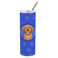 Picture of Carolines Treasures WDK1107TBL20 8.25 x 3 in. Unisex Golden Retriever Red No.2 Stainless Steel 20 oz Skinny Tumbler, Blue