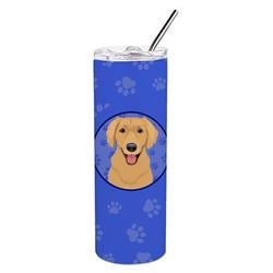 Picture of Carolines Treasures WDK1108TBL20 8.25 x 3 in. Unisex Golden Retriever Gold No.2 Stainless Steel 20 oz Skinny Tumbler, Blue