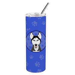 Picture of Carolines Treasures WDK1111TBL20 8.25 x 3 in. Unisex Siberian Husky Black & White No.3 Stainless Steel 20 oz Skinny Tumbler, Blue