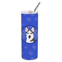 Picture of Carolines Treasures WDK1112TBL20 8.25 x 3 in. Unisex Siberian Husky Puppy Stainless Steel 20 oz Skinny Tumbler, Blue
