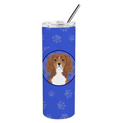 Picture of Carolines Treasures WDK1117TBL20 8.25 x 3 in. Unisex Cavalier King Charles Spaniel Ruby Stainless Steel 20 oz Skinny Tumbler, Blue