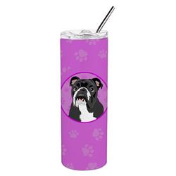 Picture of Carolines Treasures WDK1305TBL20 8.25 x 3 in. Unisex English Bulldog Black & White Stainless Steel 20 oz Skinny Tumbler, Pink