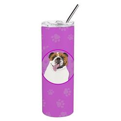 Picture of Carolines Treasures WDK1309TBL20 8.25 x 3 in. Unisex English Bulldog Tricolor No.1 Stainless Steel 20 oz Skinny Tumbler, Pink