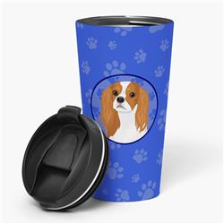 Picture of Carolines Treasures WDK1115TBL215 7.25 x 3.5 in. Unisex Cavalier King Charles Spaniel Blenheim No.1 Stainless Steel 16 oz Tumbler, Blue