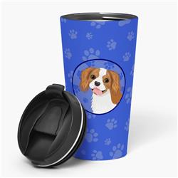 Picture of Carolines Treasures WDK1116TBL215 7.25 x 3.5 in. Unisex Cavalier King Charles Spaniel Blenheim No.2 Stainless Steel 16 oz Tumbler, Blue