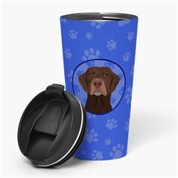 Picture of Carolines Treasures WDK1124TBL215 7.25 x 3.5 in. Unisex Labrador Retriever Chocolate No.2 Stainless Steel 16 oz Tumbler, Blue