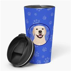 Picture of Carolines Treasures WDK1129TBL215 7.25 x 3.5 in. Unisex Labrador Retriever Yellow No.2 Stainless Steel 16 oz Tumbler, Blue