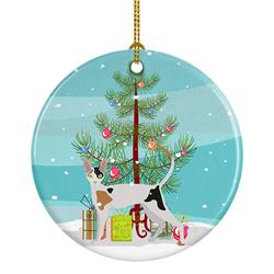 2.8 x 2.8 in. Unisex Cornish Rex Cat Merry Christmas Ceramic Ornament