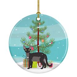2.8 x 2.8 in. Unisex Devon Rex Cat Merry Christmas Ceramic Ornament