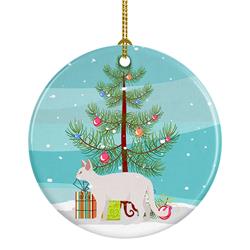 2.8 x 2.8 in. Unisex White Devon Rex Cat Merry Christmas Ceramic Ornament