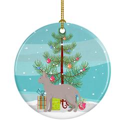 2.8 x 2.8 in. Unisex Don Sphynx Cat Merry Christmas Ceramic Ornament