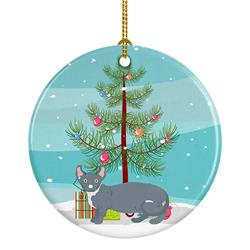 2.8 x 2.8 in. Unisex Dwelf No.2 Cat Merry Christmas Ceramic Ornament