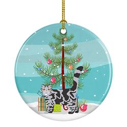 2.8 x 2.8 in. Unisex Foldex Exotic Fold No.1 Cat Merry Christmas Ceramic Ornament