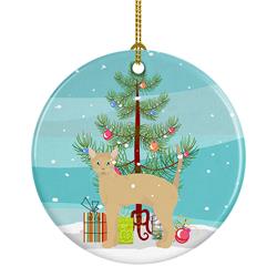 2.8 x 2.8 in. Unisex German Rex No.2 Cat Merry Christmas Ceramic Ornament