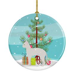 2.8 x 2.8 in. Unisex German Rex No.3 Cat Merry Christmas Ceramic Ornament