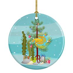 2.8 x 2.8 in. Unisex CrownTail Betta Merry Christmas Ceramic Ornament