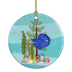 2.8 x 2.8 in. Unisex Super Delta Tail Betta Merry Christmas Ceramic Ornament