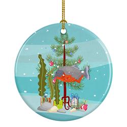 2.8 x 2.8 in. Unisex Piranha Merry Christmas Ceramic Ornament