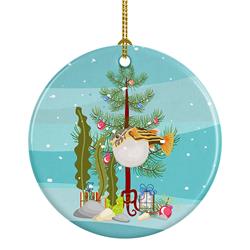 2.8 x 2.8 in. Unisex Puffer Fish Merry Christmas Ceramic Ornament