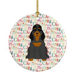 2.8 x 2.8 in. Unisex Merry Christmas Cocker Spaniel Black & Tan Ceramic Ornament, Multi Color