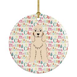 2.8 x 2.8 in. Unisex Merry Christmas Cocker Spaniel Buff Ceramic Ornament, Multi Color