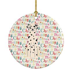 2.8 x 2.8 in. Unisex Merry Christmas Dalmatian Ceramic Ornament, Multi Color