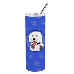 Picture of Carolines Treasures WDK1075TBL20 8.25 x 3 in. Unisex Doodle Silver & White No.2 Stainless Steel 20 oz Skinny Tumbler&#44; Blue