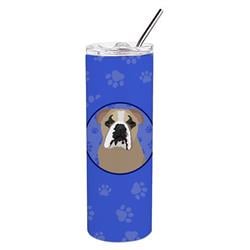 Picture of Carolines Treasures WDK1082TBL20 8.25 x 3 in. Unisex English Bulldog Lilac Tricolor Stainless Steel 20 oz Skinny Tumbler, Blue