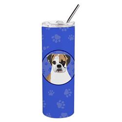 Picture of Carolines Treasures WDK1084TBL20 8.25 x 3 in. Unisex English Bulldog Tricolor No.2 Stainless Steel 20 oz Skinny Tumbler, Blue