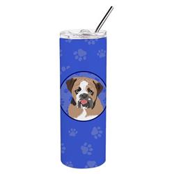 Picture of Carolines Treasures WDK1086TBL20 8.25 x 3 in. Unisex English Bulldog Tricolor No.4 Stainless Steel 20 oz Skinny Tumbler, Blue