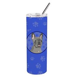 Picture of Carolines Treasures WDK1087TBL20 8.25 x 3 in. Unisex French Bulldog Blue Stainless Steel 20 oz Skinny Tumbler, Blue
