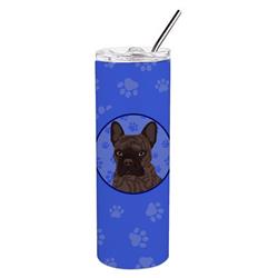 Picture of Carolines Treasures WDK1088TBL20 8.25 x 3 in. Unisex French Bulldog Brindle No.1 Stainless Steel 20 oz Skinny Tumbler, Blue
