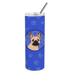 Picture of Carolines Treasures WDK1092TBL20 8.25 x 3 in. Unisex French Bulldog Fawn No.1 Stainless Steel 20 oz Skinny Tumbler, Blue