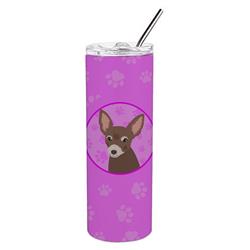 Picture of Carolines Treasures WDK1251TBL20 8.25 x 3 in. Unisex Chihuahua Chocolate No.2 Stainless Steel 20 oz Skinny Tumbler, Pink