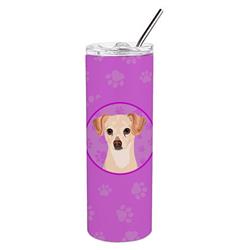 Picture of Carolines Treasures WDK1254TBL20 8.25 x 3 in. Unisex Chihuahua Cream Stainless Steel 20 oz Skinny Tumbler, Pink