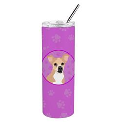 Picture of Carolines Treasures WDK1256TBL20 8.25 x 3 in. Unisex Chihuahua Gold & White Stainless Steel 20 oz Skinny Tumbler, Pink