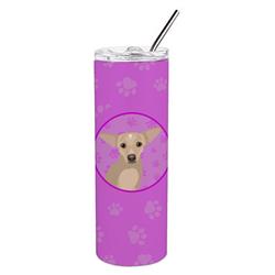 Picture of Carolines Treasures WDK1259TBL20 8.25 x 3 in. Unisex Chihuahua Silver Stainless Steel 20 oz Skinny Tumbler, Pink
