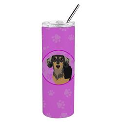 Picture of Carolines Treasures WDK1262TBL20 8.25 x 3 in. Unisex Chihuahua Black & Tan No.4 Stainless Steel 20 oz Skinny Tumbler, Pink