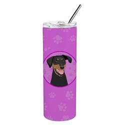 Picture of Carolines Treasures WDK1268TBL20 8.25 x 3 in. Unisex Doberman Pinscher Black & Rust Natural Ears No.1 Stainless Steel 20 oz Skinny Tumbler, Pink