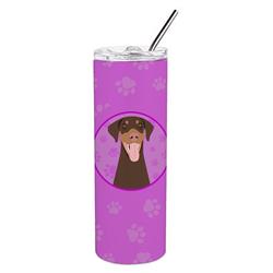 Picture of Carolines Treasures WDK1270TBL20 8.25 x 3 in. Unisex Doberman Pinscher Red & Rust Natural Ears No.1 Stainless Steel 20 oz Skinny Tumbler, Pink