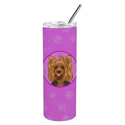 Picture of Carolines Treasures WDK1443TBL20 8.25 x 3 in. Unisex Yorkie Black & Gold No.1 Stainless Steel 20 oz Skinny Tumbler, Pink