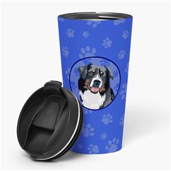 Picture of Carolines Treasures WDK1001TBL215 7.25 x 3.5 in. Unisex Australian Shepherd Black Tricolor No.1 Stainless Steel 16 oz Tumbler, Blue